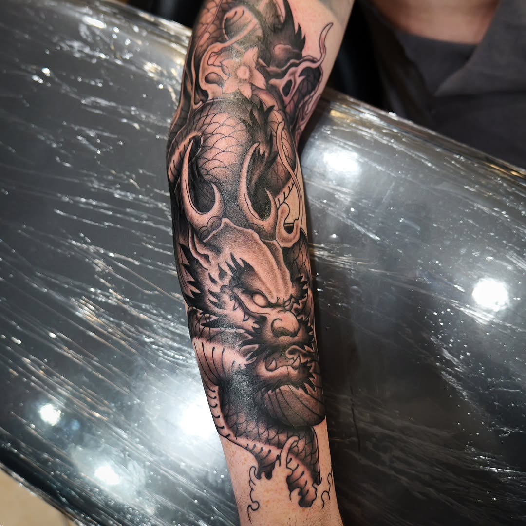 Tattoo by @dunebuggybobby — japanese_irezumi, black_and_grey