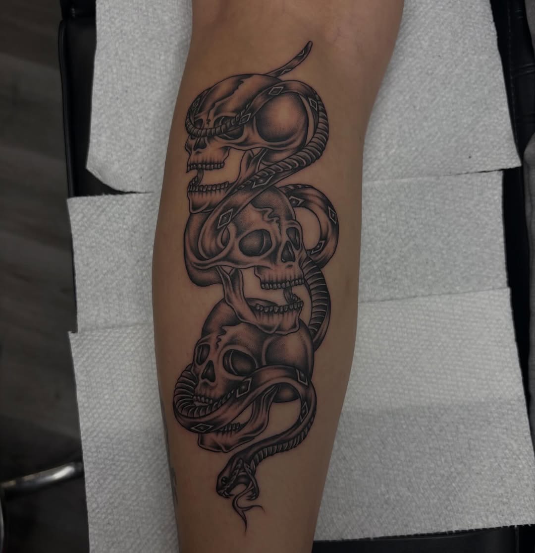Tattoo by @goldenboysink — black_and_grey, realism