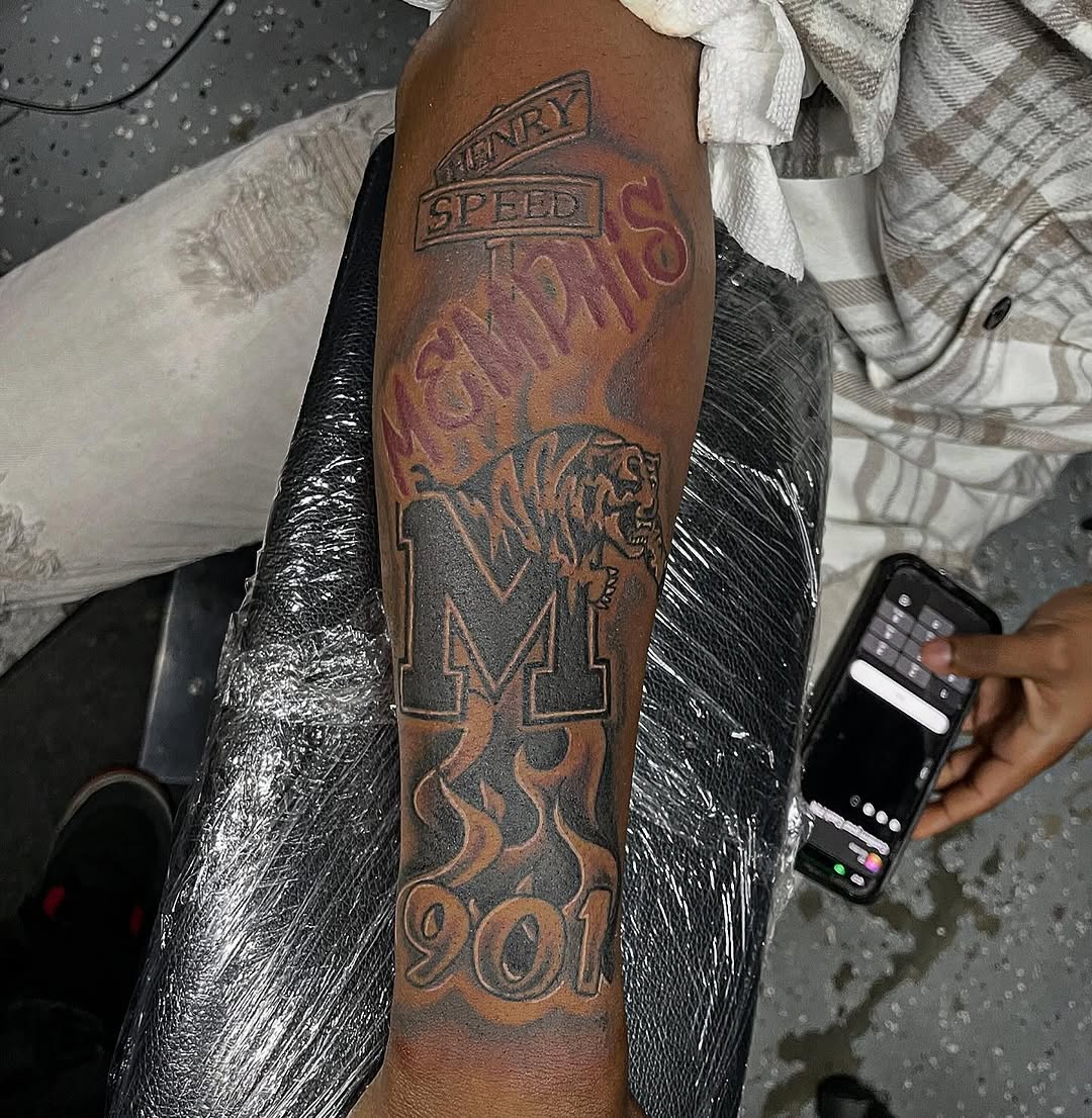 Tattoo by @tr3cashtats — lettering_script, illustrative