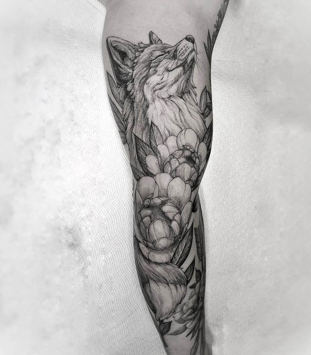 Tattoo by @matthew_barnett — illustrative, dotwork
