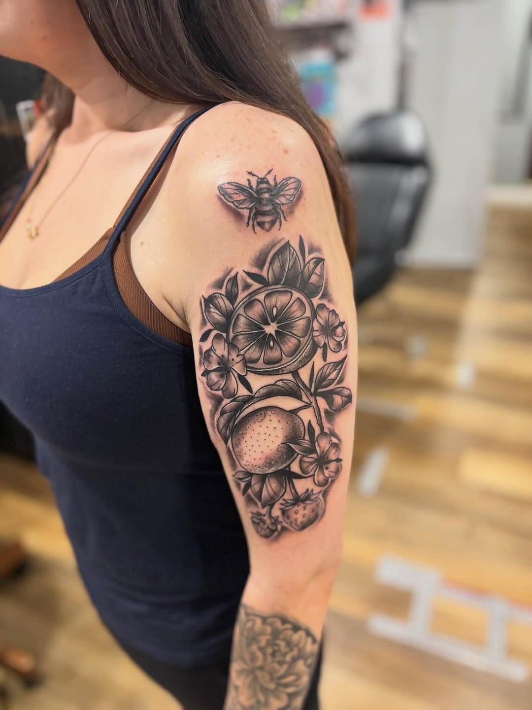 Tattoo by @foxesden666 — black_and_grey, realism
