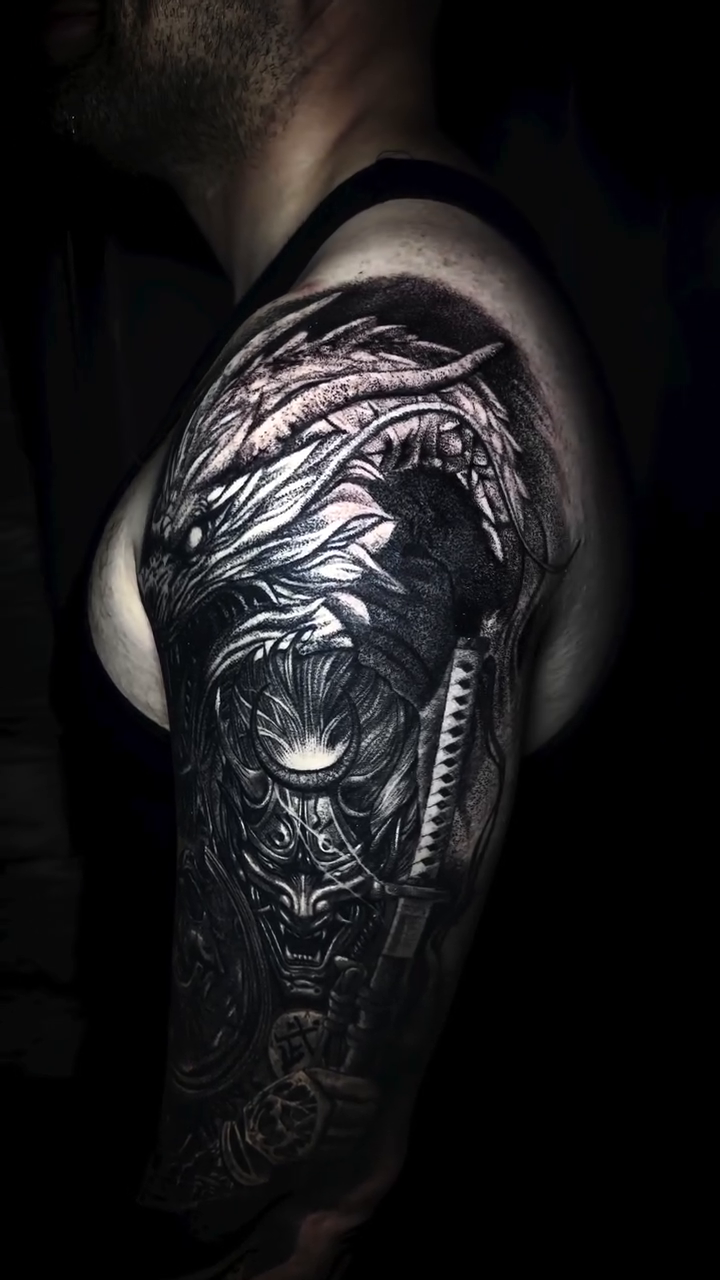 Tattoo by @tattoosbyra_ โ black_and_grey, illustrative