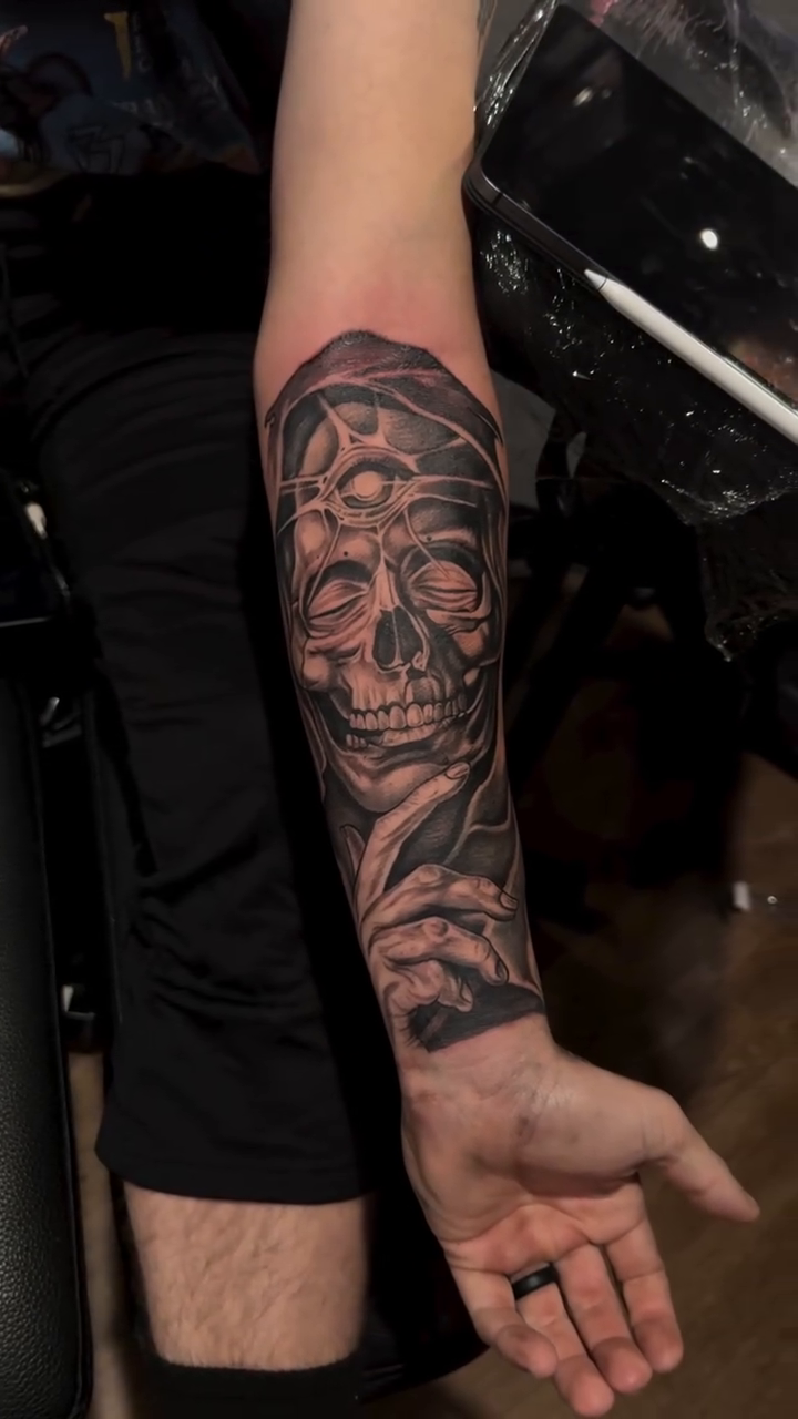 Tattoo by @inkbyj2 — dark_realism, black_and_grey