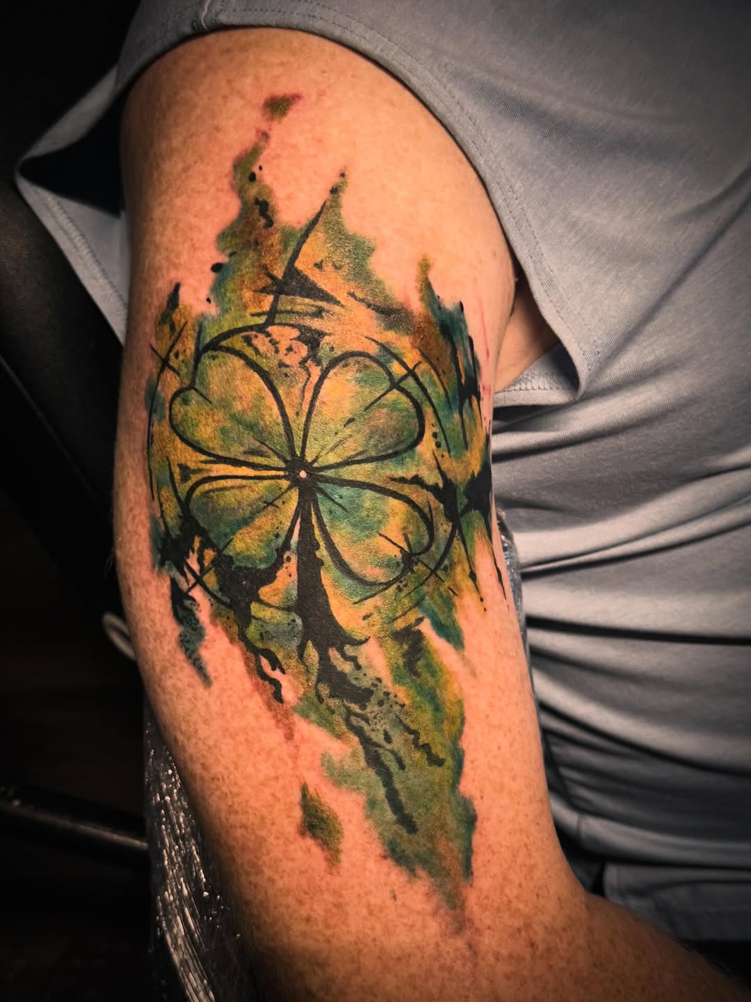 Tattoo by @sheffieldink — watercolor, blackwork