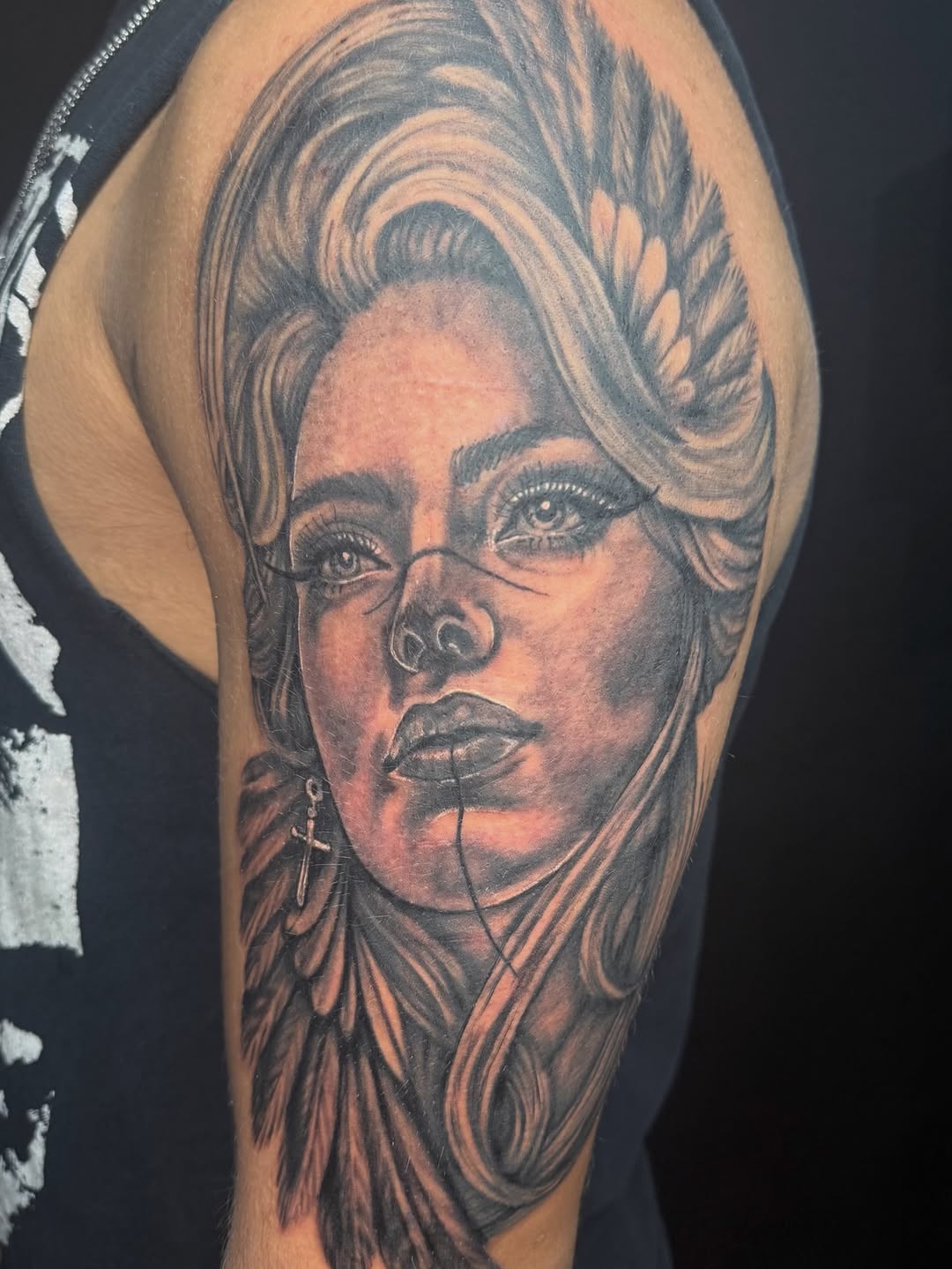 Tattoo by @tink_tattoos — realism, black_and_grey