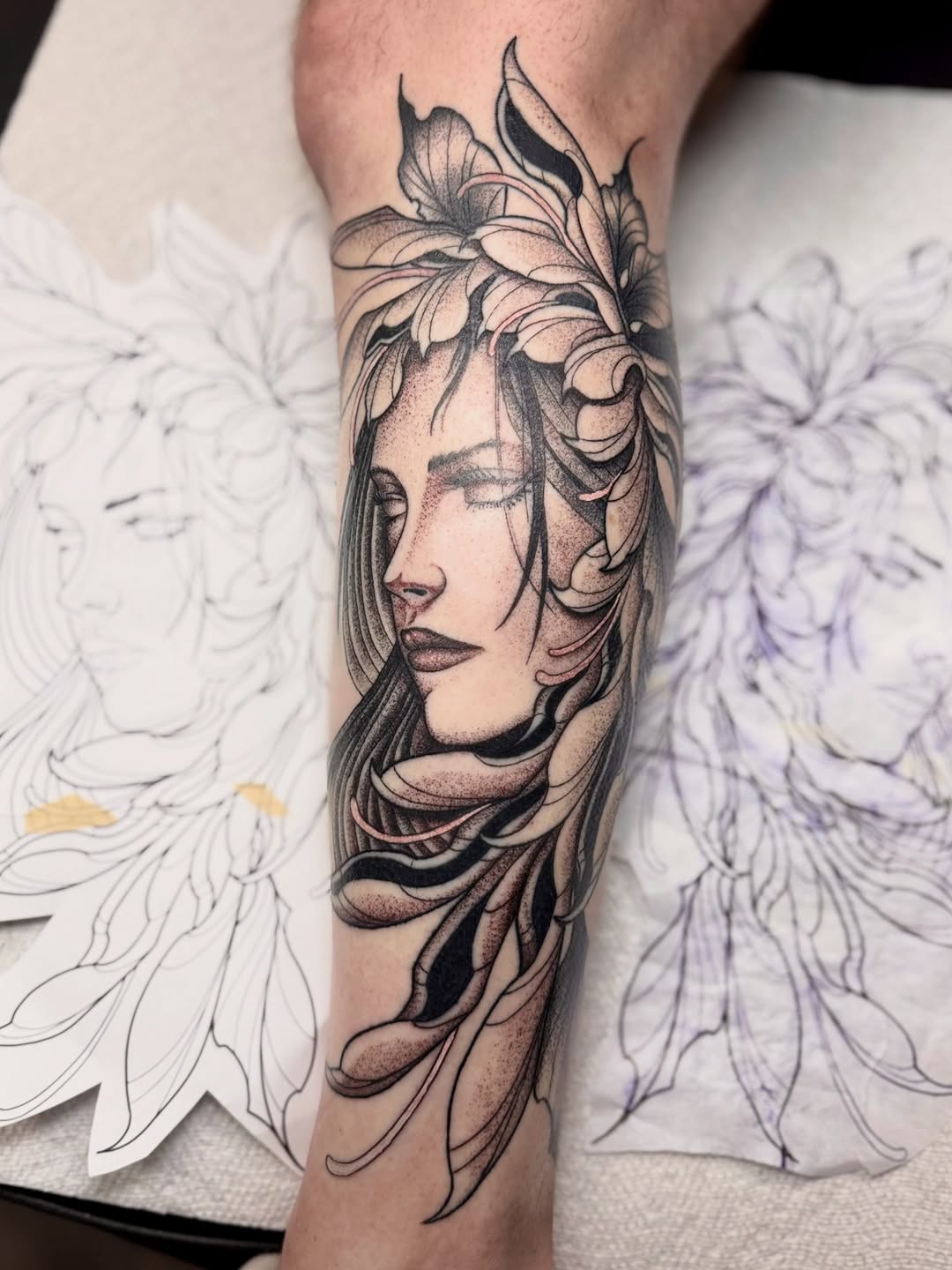 Tattoo by @romito.ink — black_and_grey, dotwork