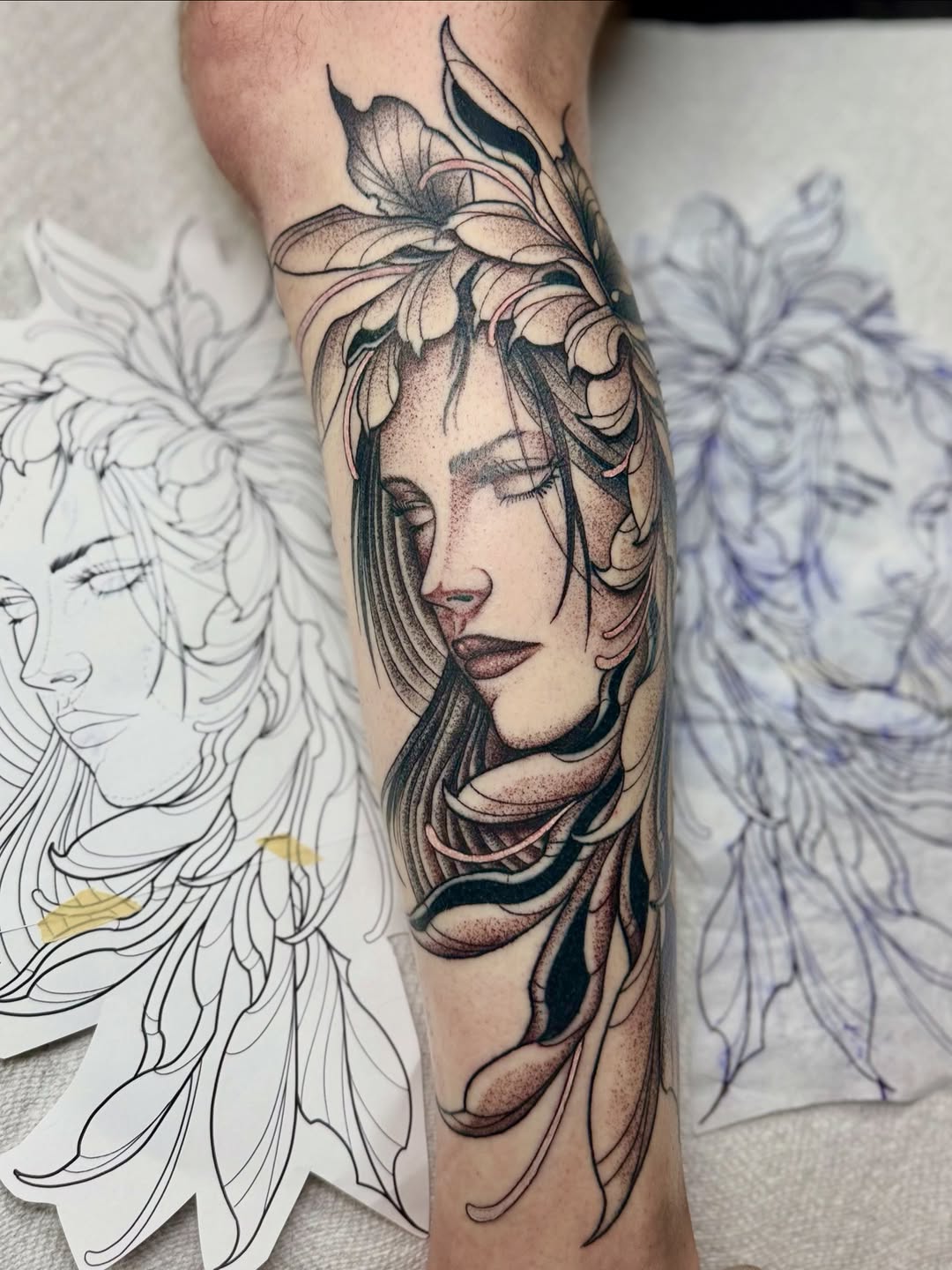 Tattoo by @romito.ink — black_and_grey, dotwork