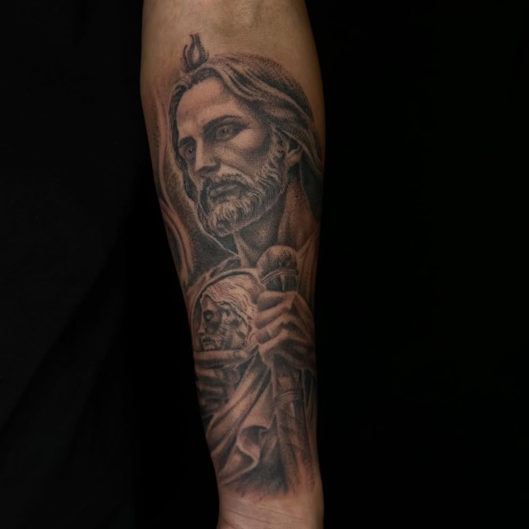 Tattoo by @forbidden_skin_designs β realism, black_and_grey