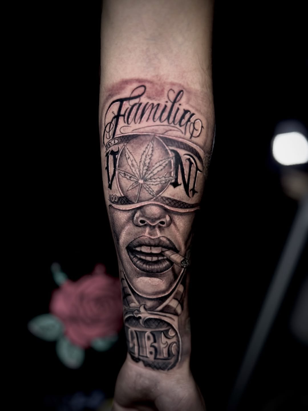 Tattoo by @elcalvo_tatto9 — chicano, lettering_script