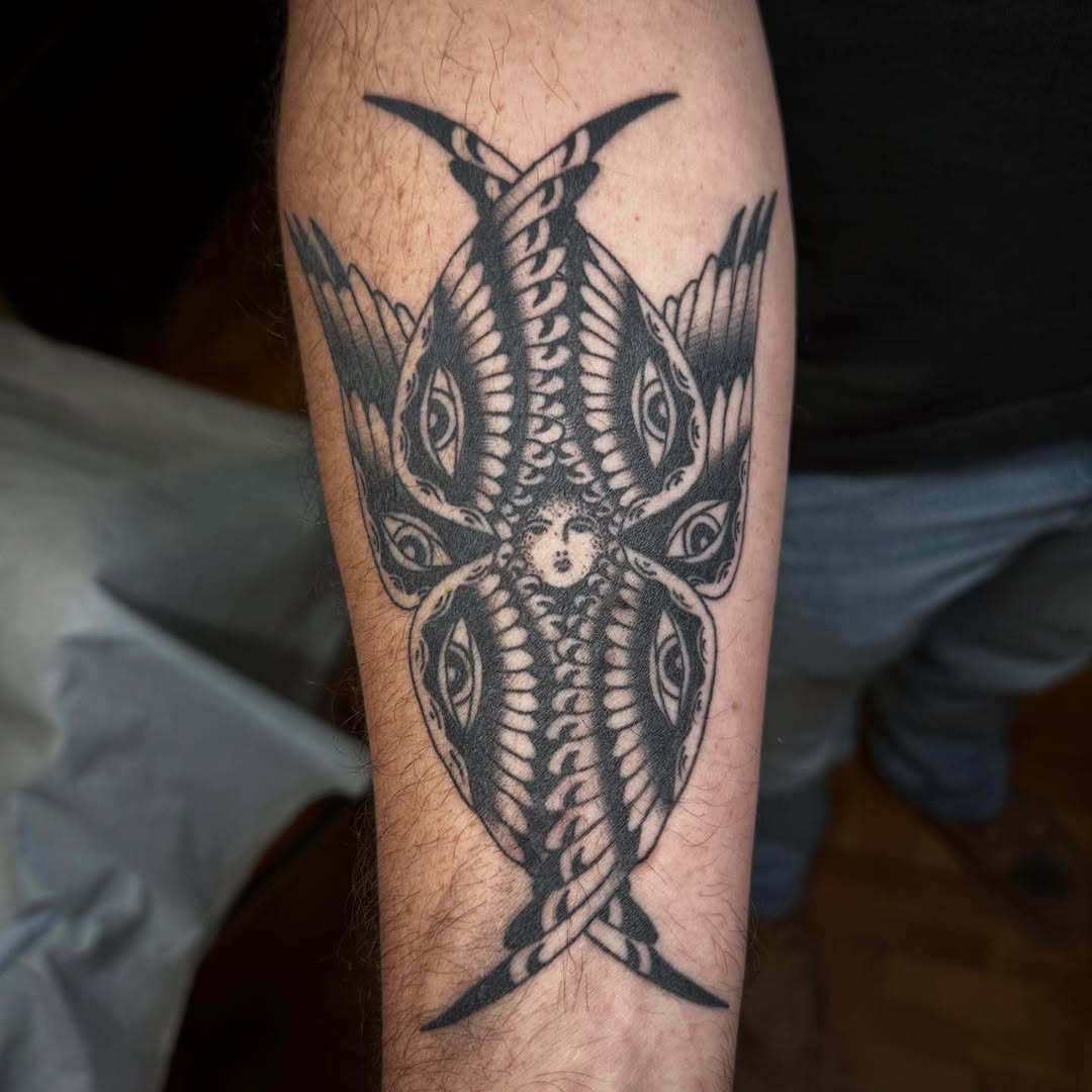 Tattoo by @jritchtattoo — blackwork, illustrative