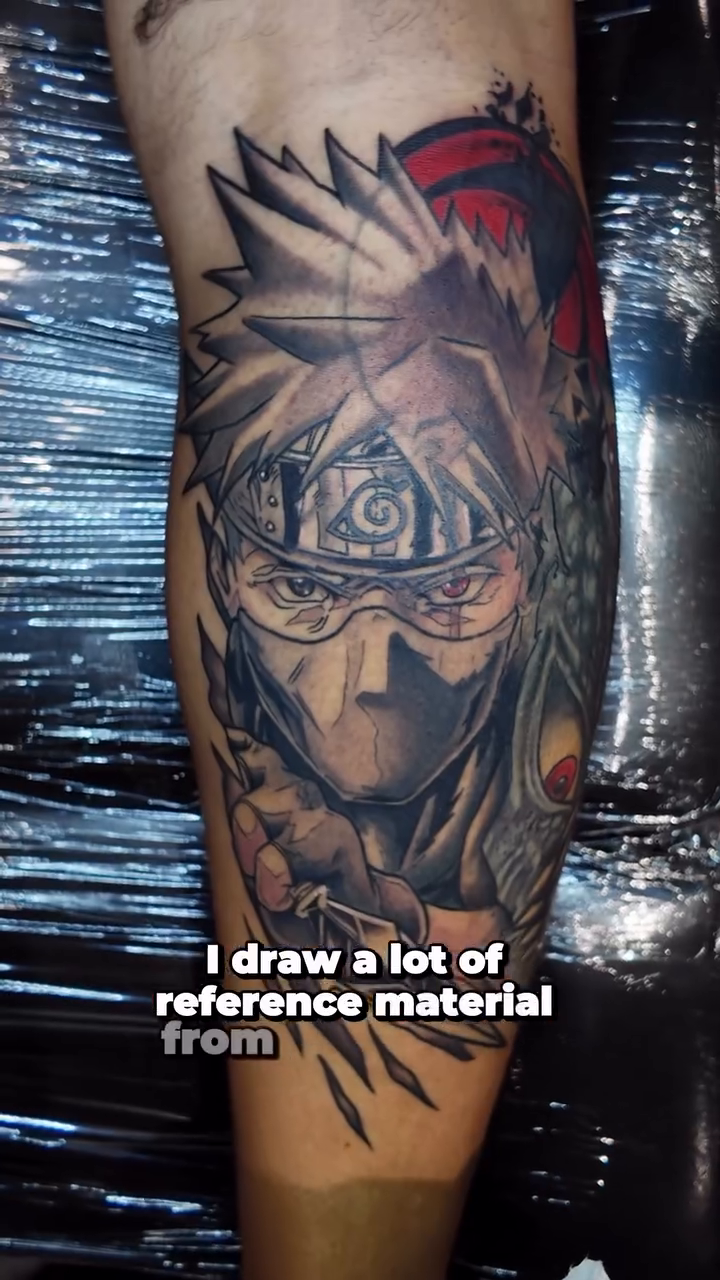 Tattoo by @kylegiffen — anime, black_and_grey