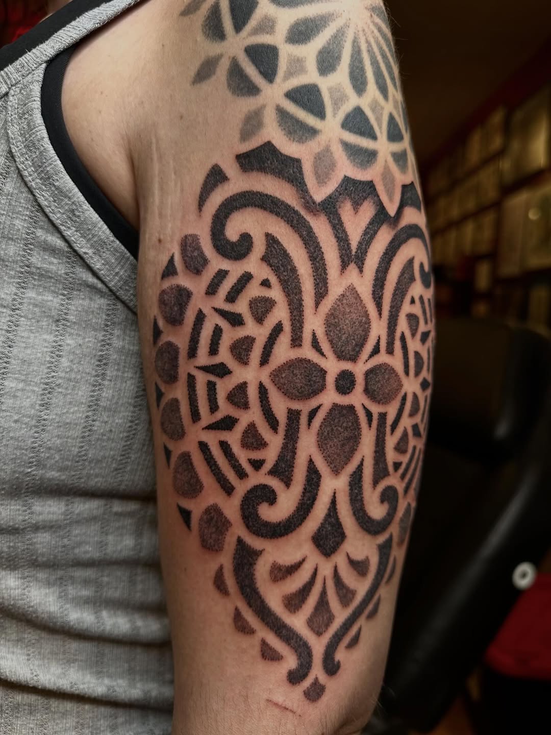 Tattoo by @owlyntattoo — blackwork, ornamental