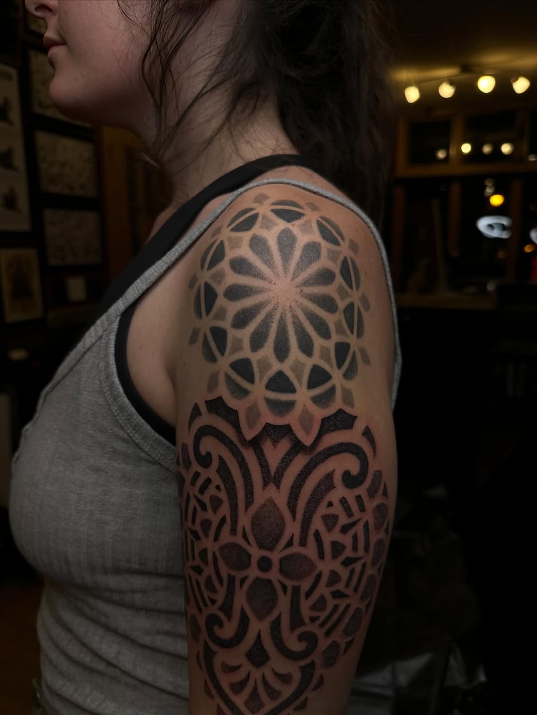 Tattoo by @owlyntattoo — blackwork, ornamental