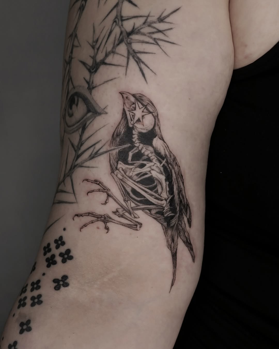 Tattoo by @cowgurl_bebop — black_and_grey, dark_realism