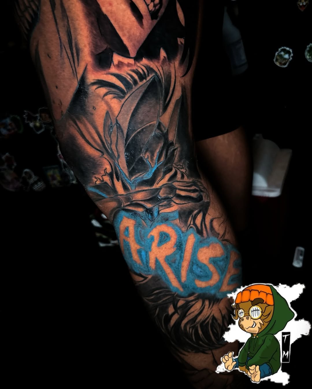 Tattoo by @tattedmonkey_tattoos — illustrative, black_and_grey