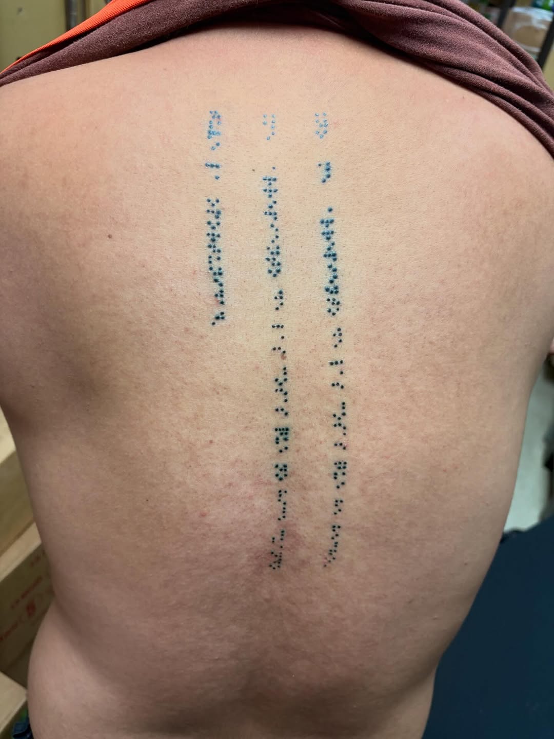 Tattoo by @tattooqueen90 — lettering_script, dotwork