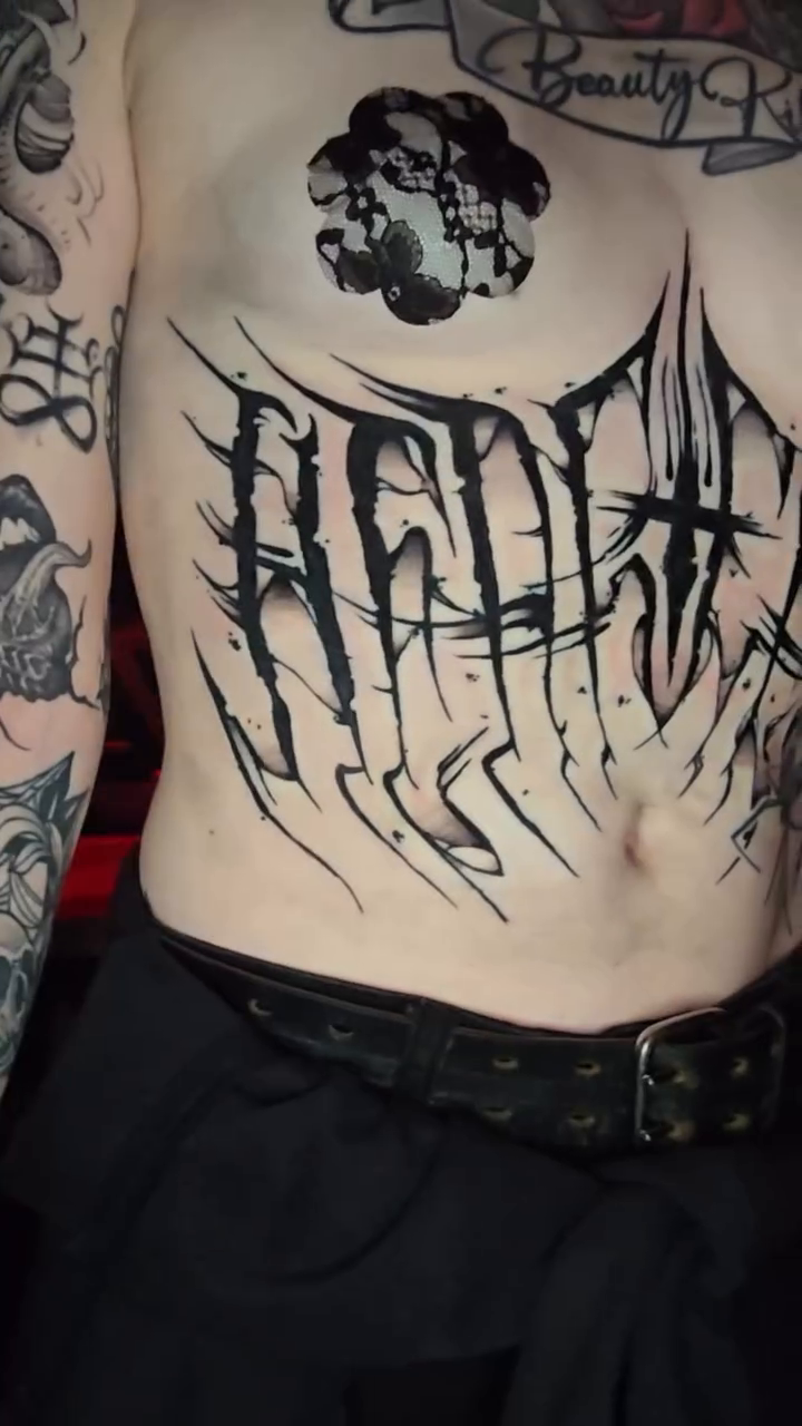 Tattoo by @bigscriptenergy — lettering_script, blackwork
