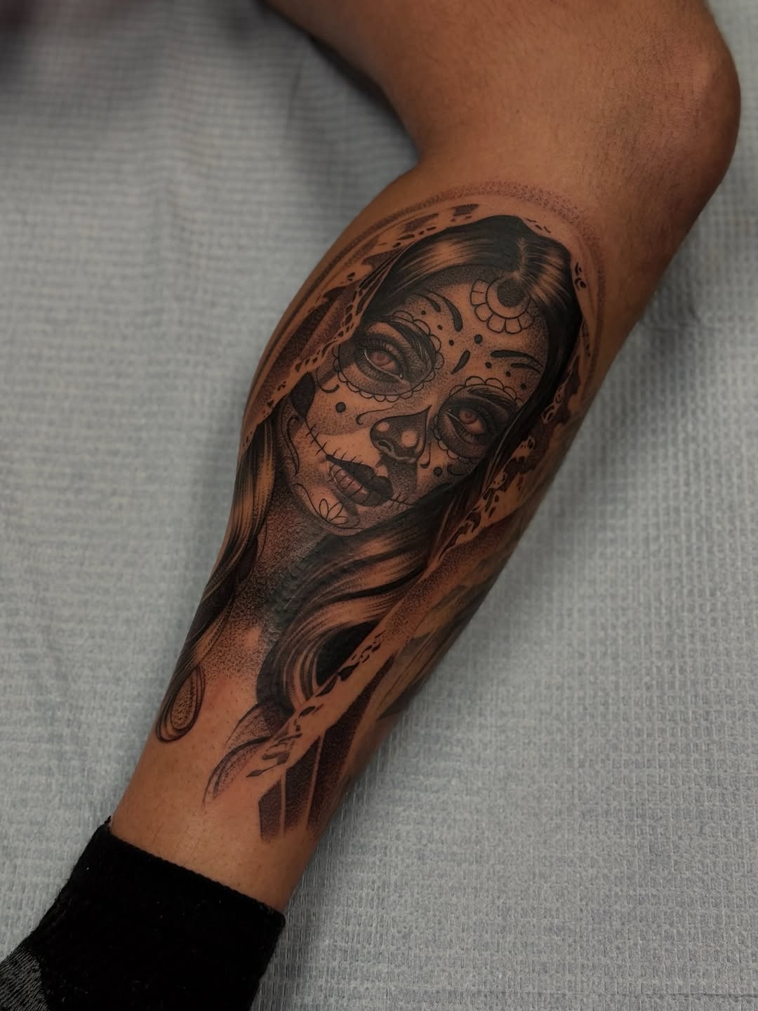Tattoo by @v.valdivia — black_and_grey, chicano