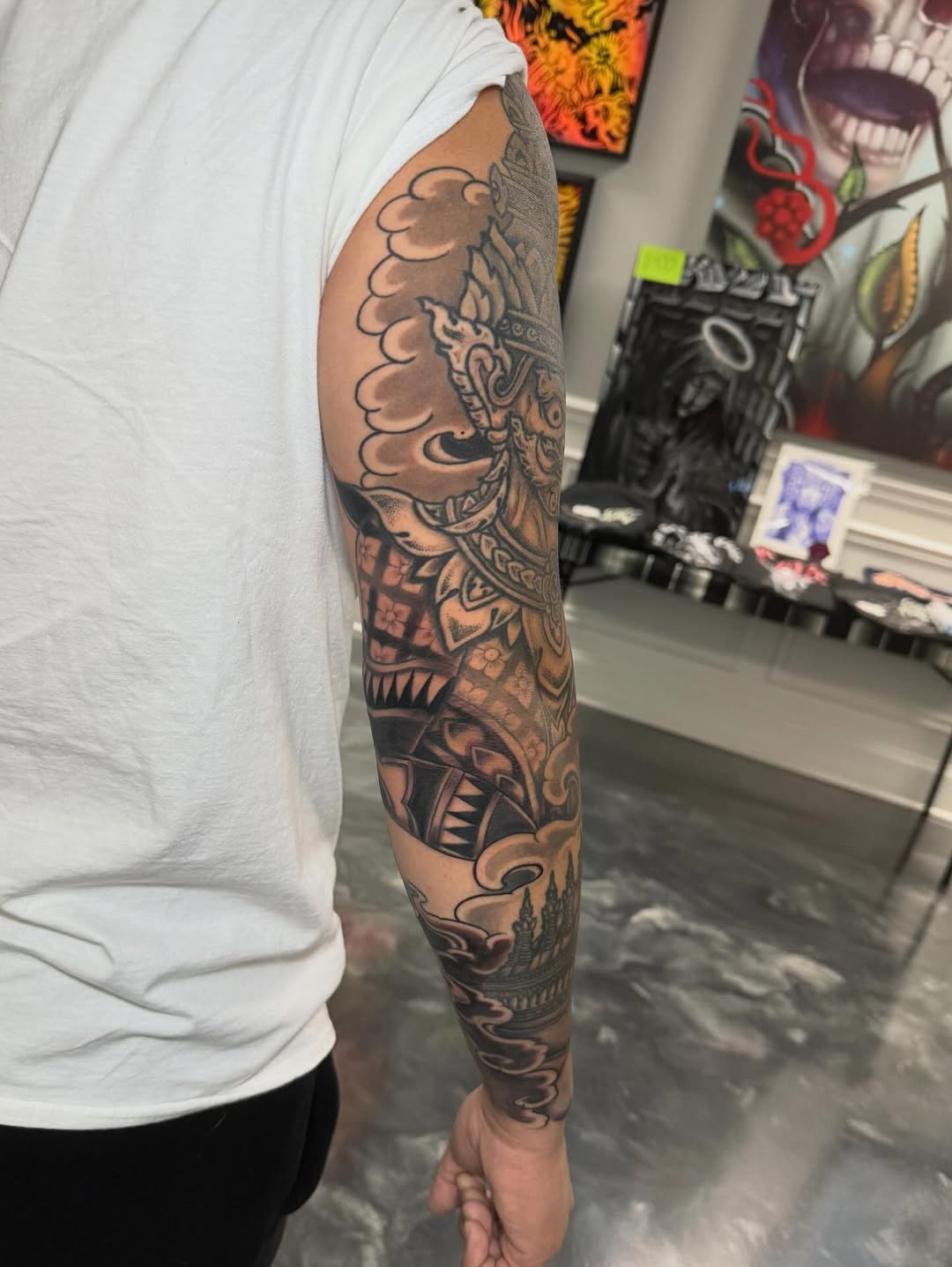 Tattoo by @mekong_lotus — japanese_irezumi, black_and_grey