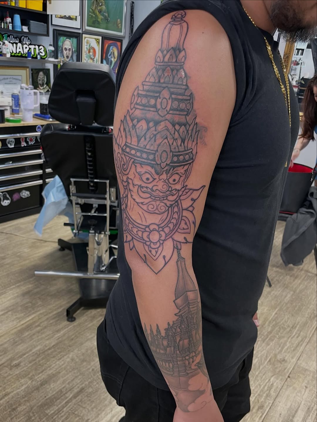 Tattoo by @mekong_lotus — japanese_irezumi, black_and_grey