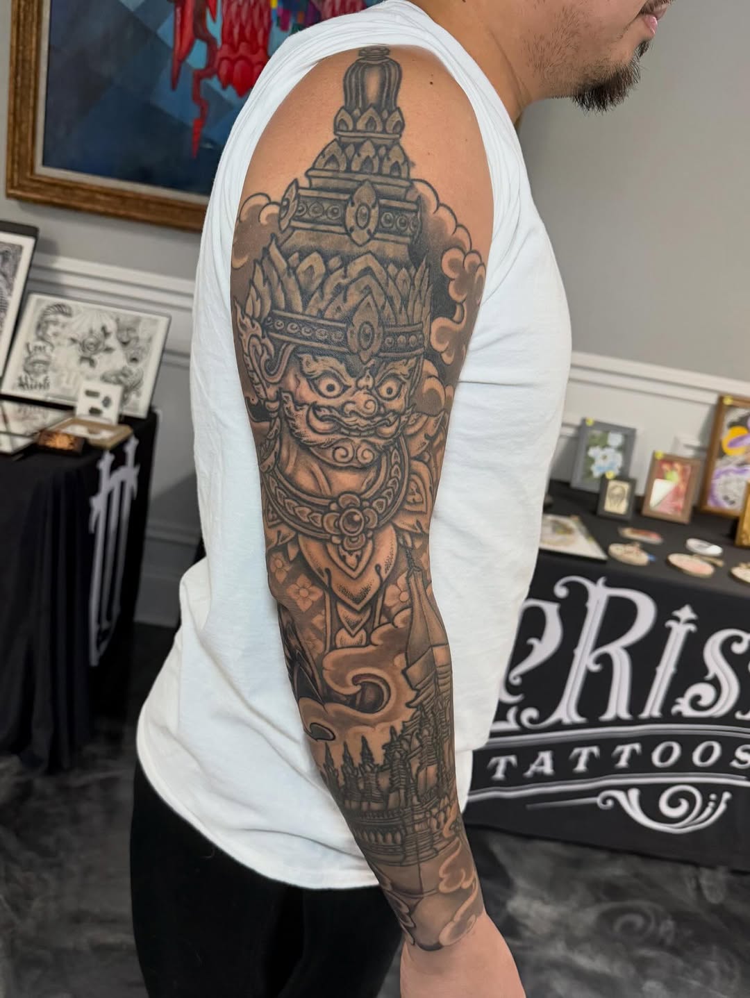 Tattoo by @mekong_lotus — japanese_irezumi, black_and_grey