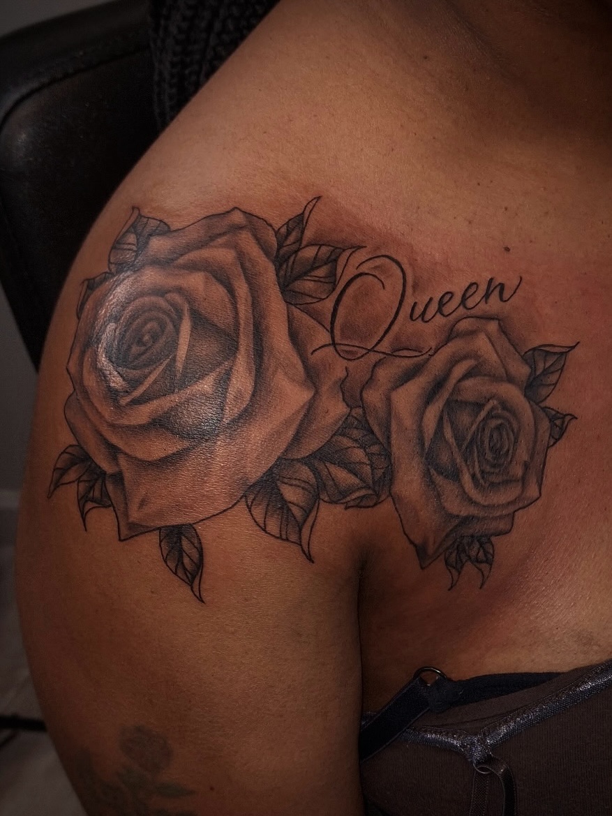 Tattoo by @inkdexcollective — black_and_grey, lettering_script