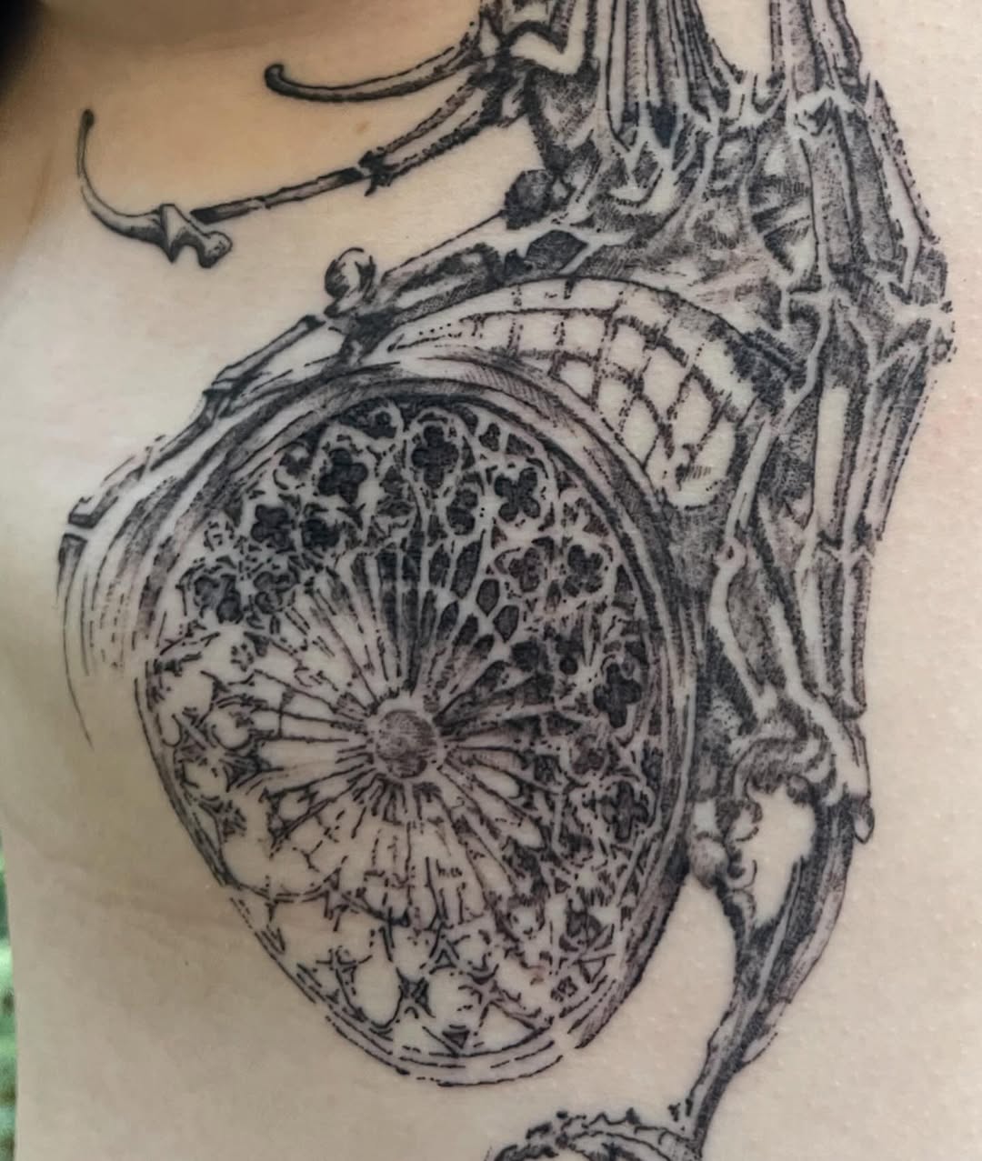 Tattoo by @initiationoftorture — black_and_grey, dotwork