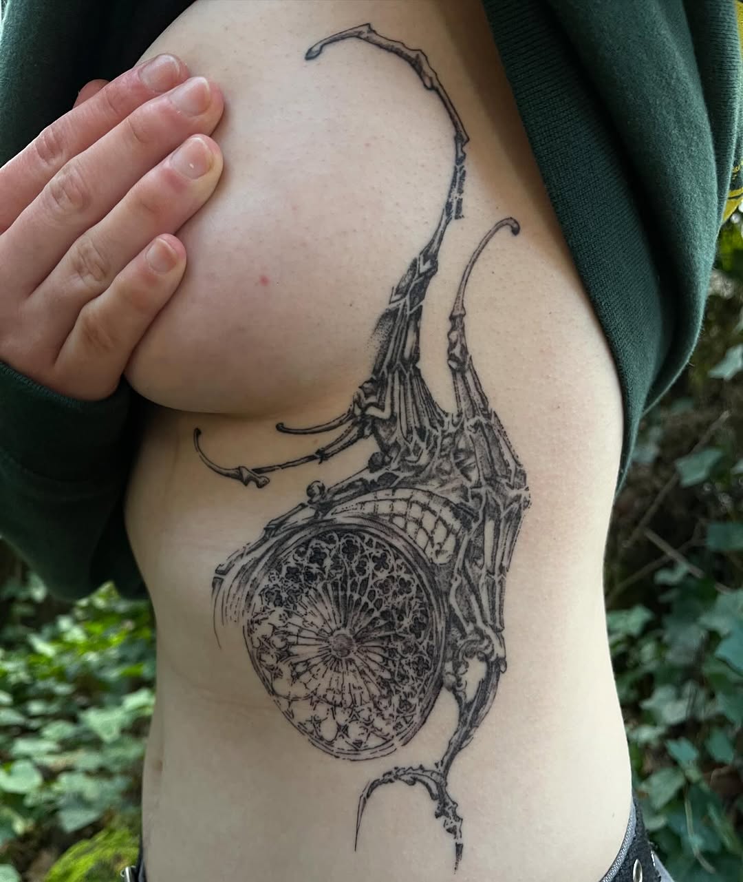Tattoo by @initiationoftorture — black_and_grey, ornamental