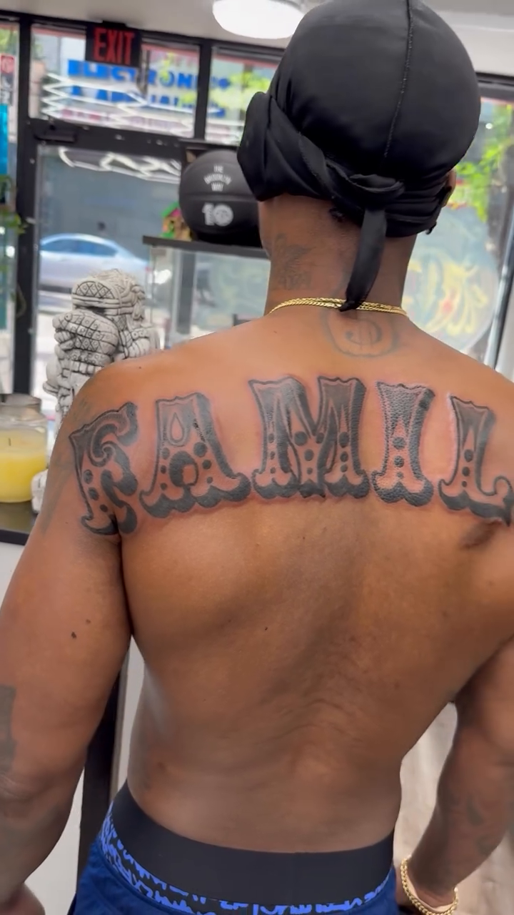 Tattoo by @thecatrinaink — lettering_script