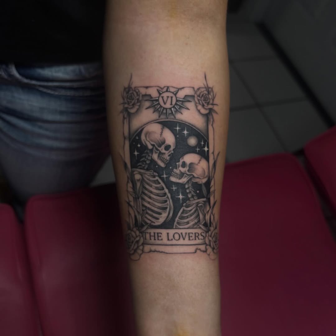 Tattoo by @dandelion.roses โ black_and_grey, dark_realism