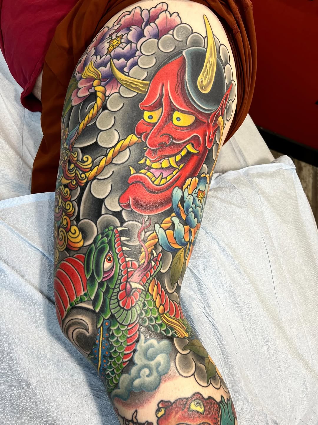 Tattoo by @mikeatidwell — japanese_irezumi, black_and_grey