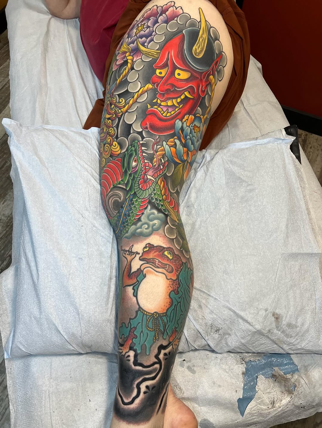 Tattoo by @mikeatidwell — japanese_irezumi, black_and_grey