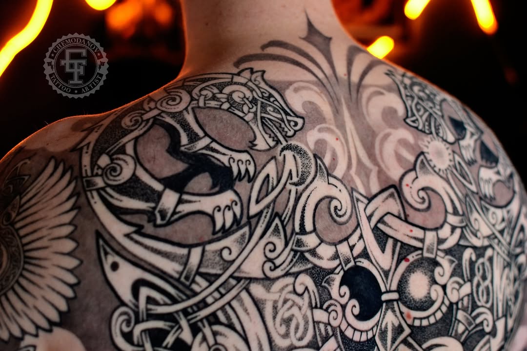 Tattoo by @chemodanov11 — blackwork, dotwork