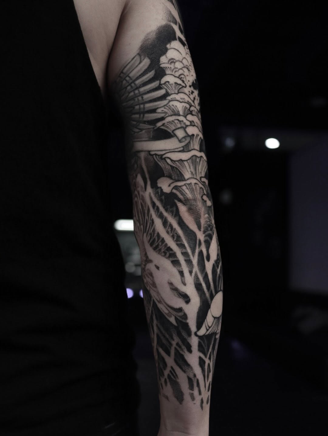Tattoo by @annie.drkwv — black_and_grey, japanese_irezumi