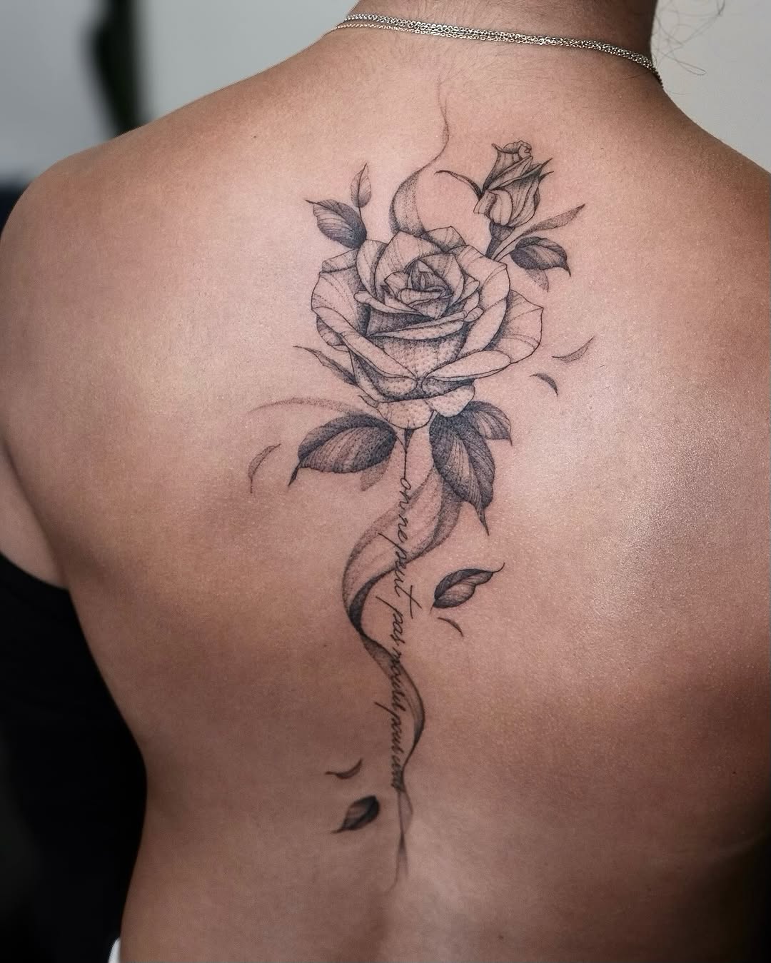 Tattoo by @ariana_tattooing — fine_line, lettering_script