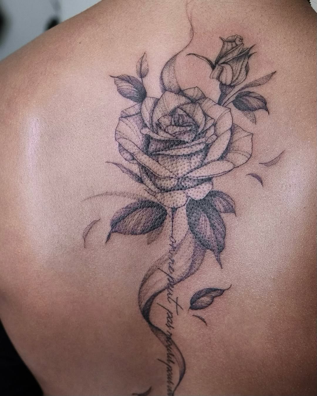 Tattoo by @ariana_tattooing — fine_line, black_and_grey