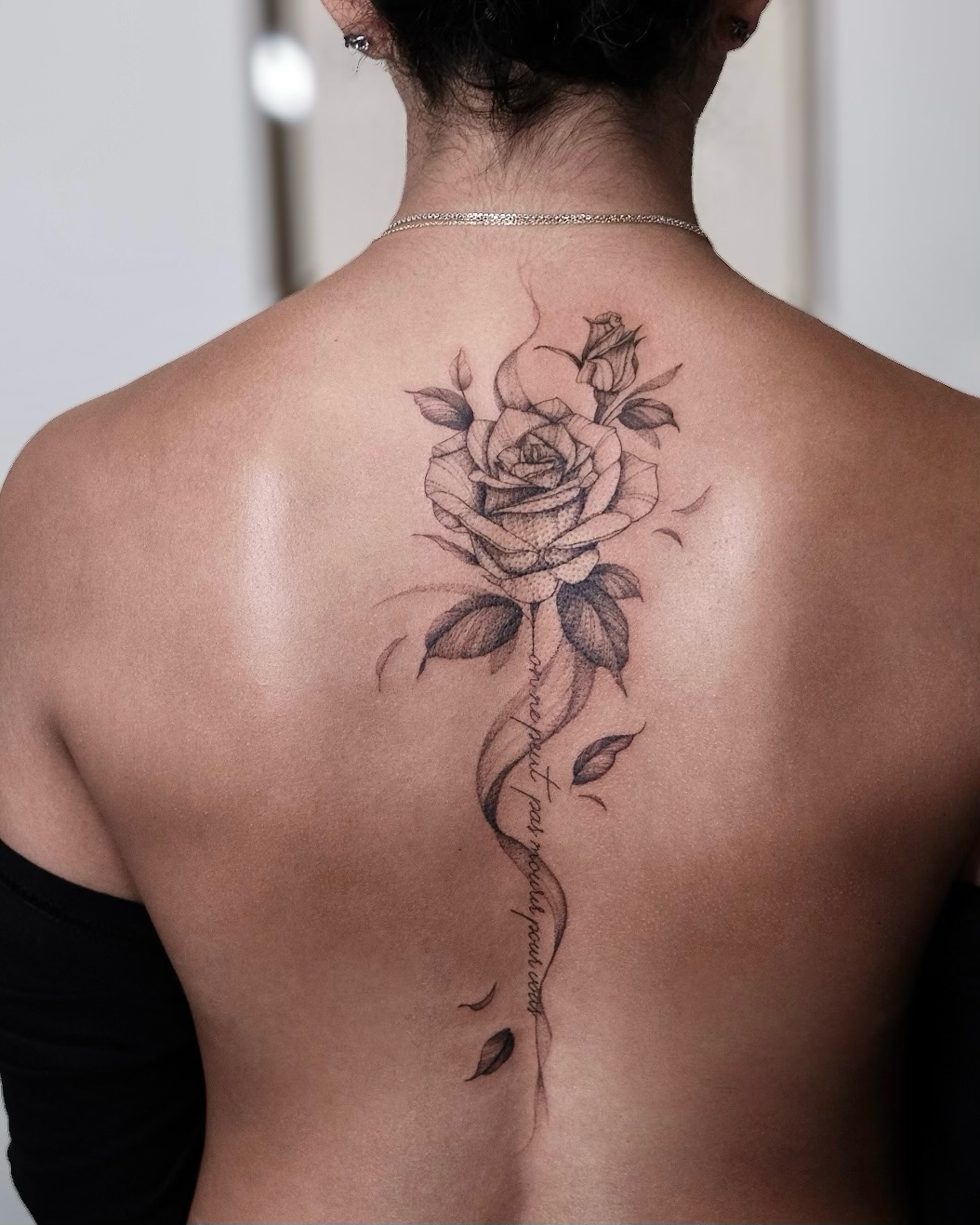 Tattoo by @ariana_tattooing — fine_line, lettering_script