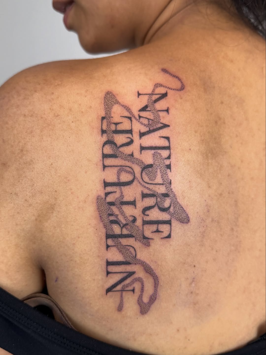 Tattoo by @poke.aaa.dots — lettering_script, dotwork