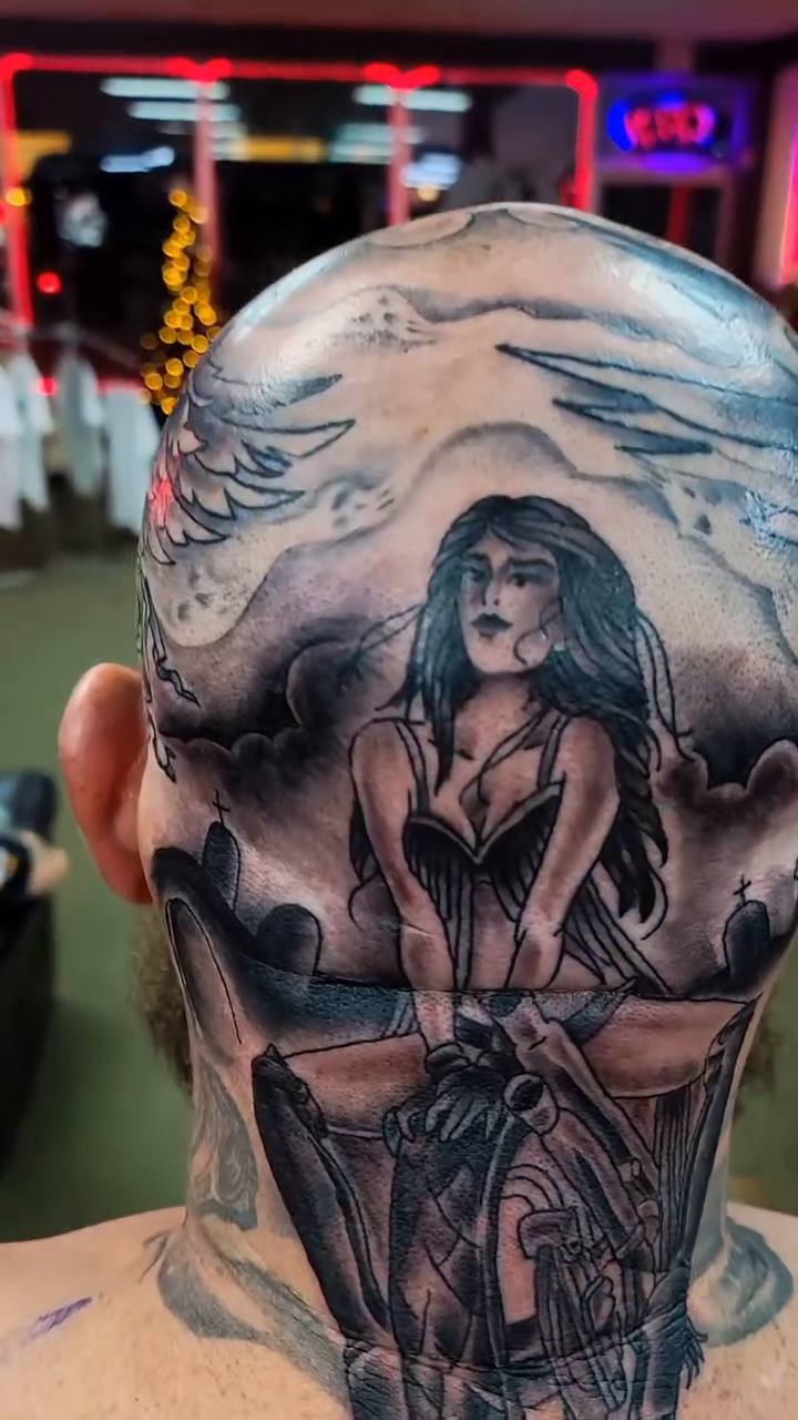 Tattoo by @painforsaletattooing_ — black_and_grey, realism