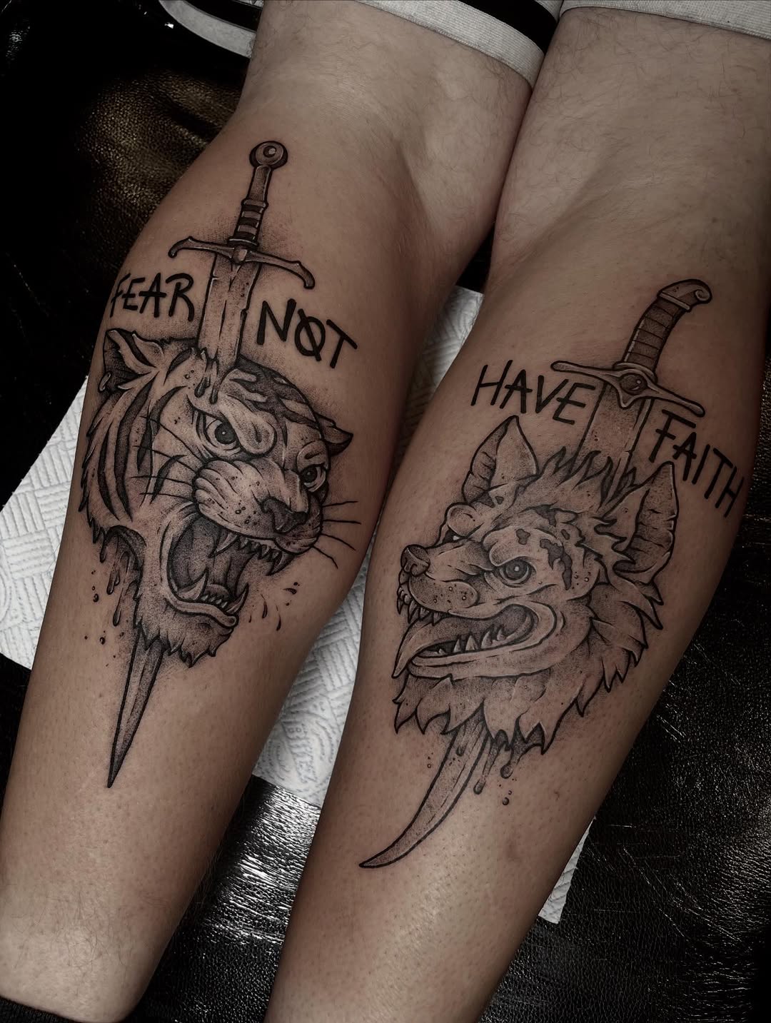 Tattoo by @dog.house.tattoo β black_and_grey, lettering_script