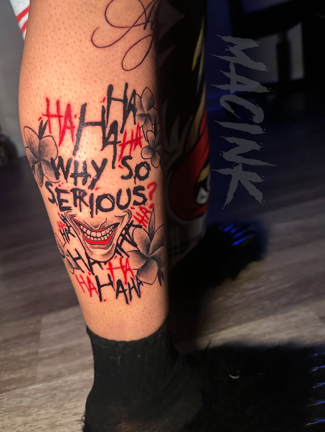 Tattoo by @macink__ — trash_polka, lettering_script