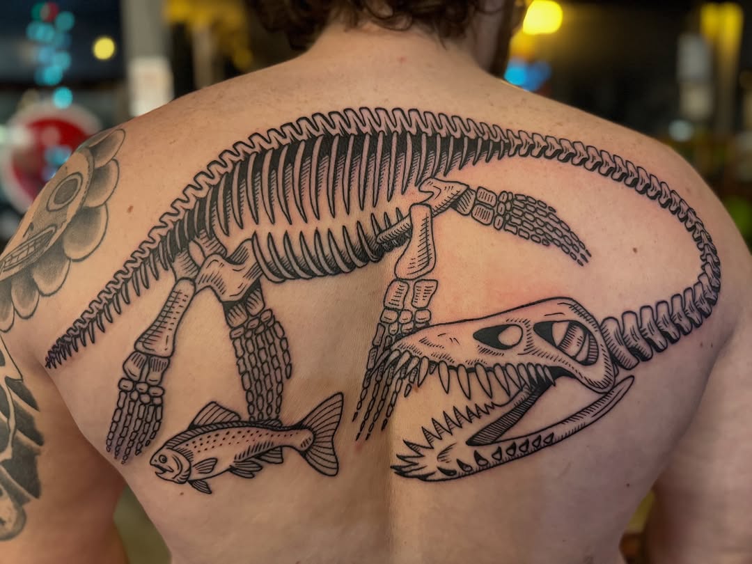 Tattoo by @_haloink_ — illustrative, black_and_grey