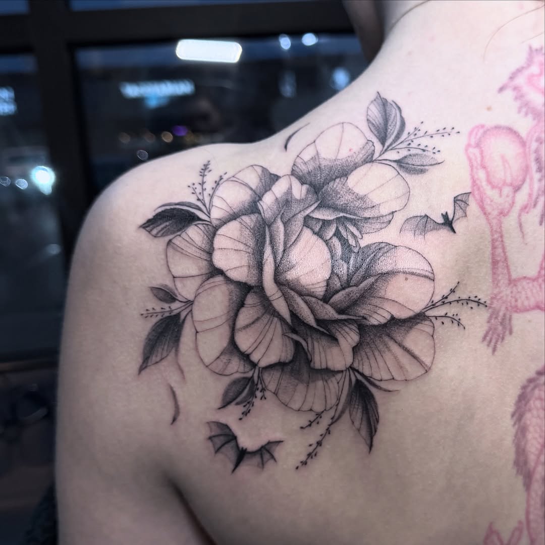 Tattoo by @ink.booo โ black_and_grey, dotwork