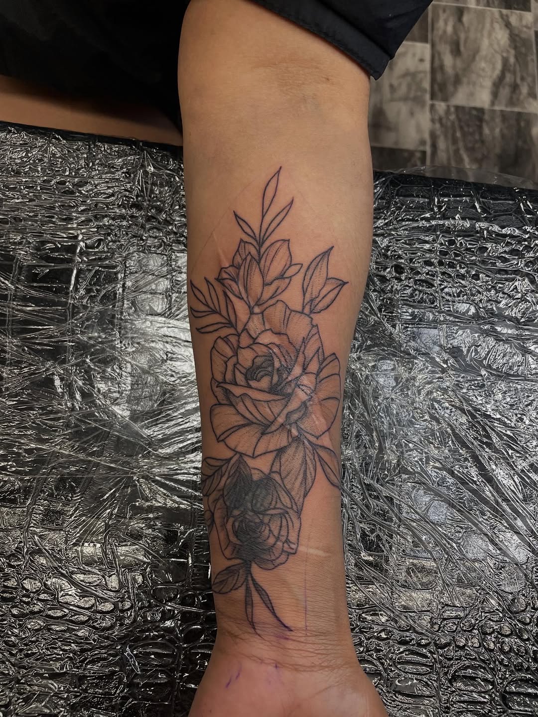 Tattoo by @scare_bear_tattoos — illustrative, black_and_grey