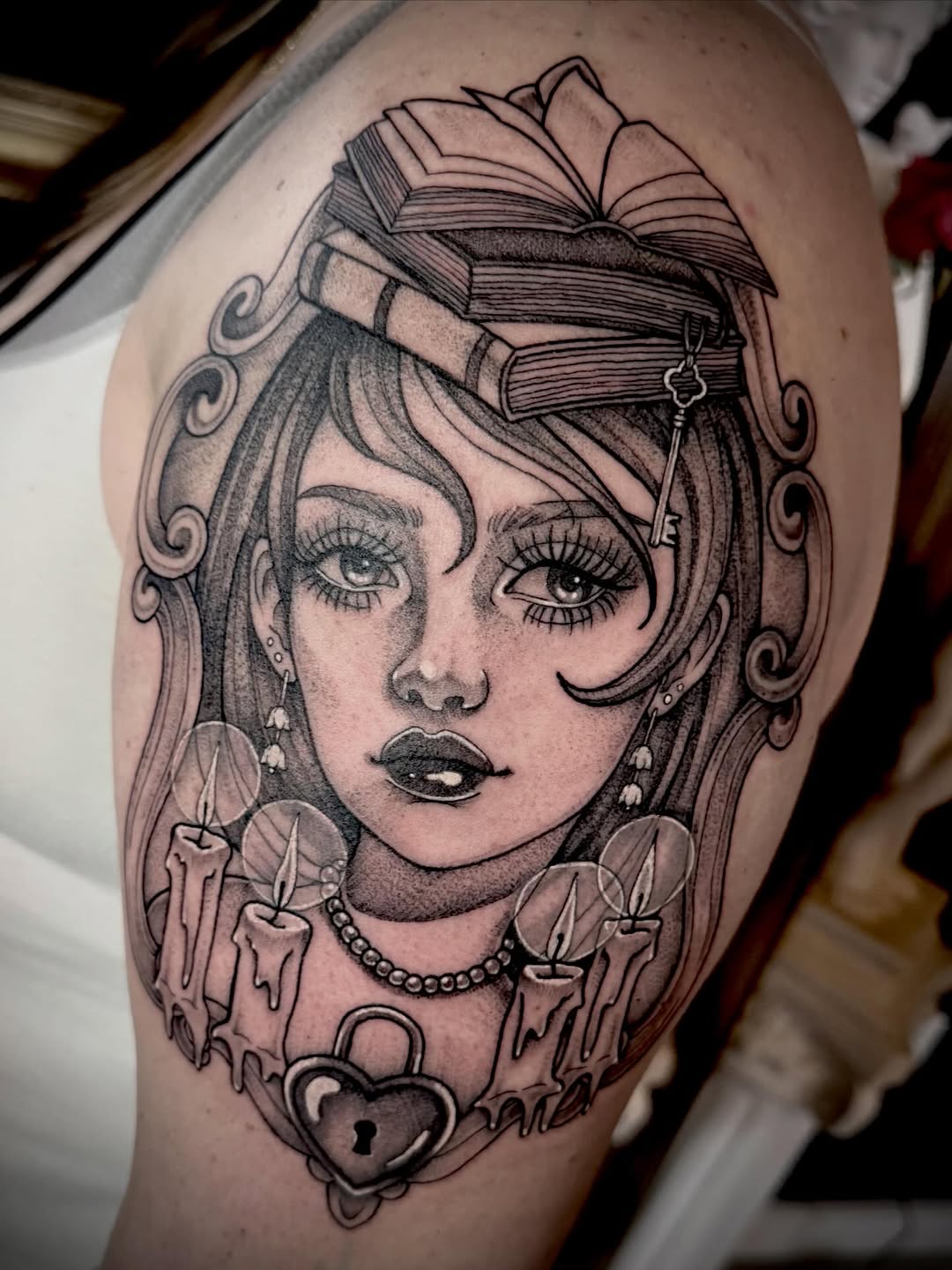 Tattoo by @uncommoncreature — black_and_grey, dark_realism