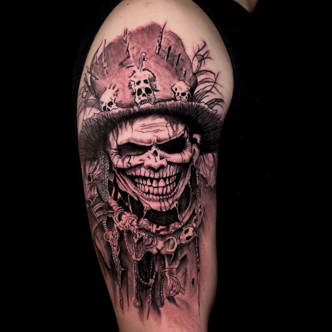 Tattoo by @steven_bruni — dark_realism, black_and_grey