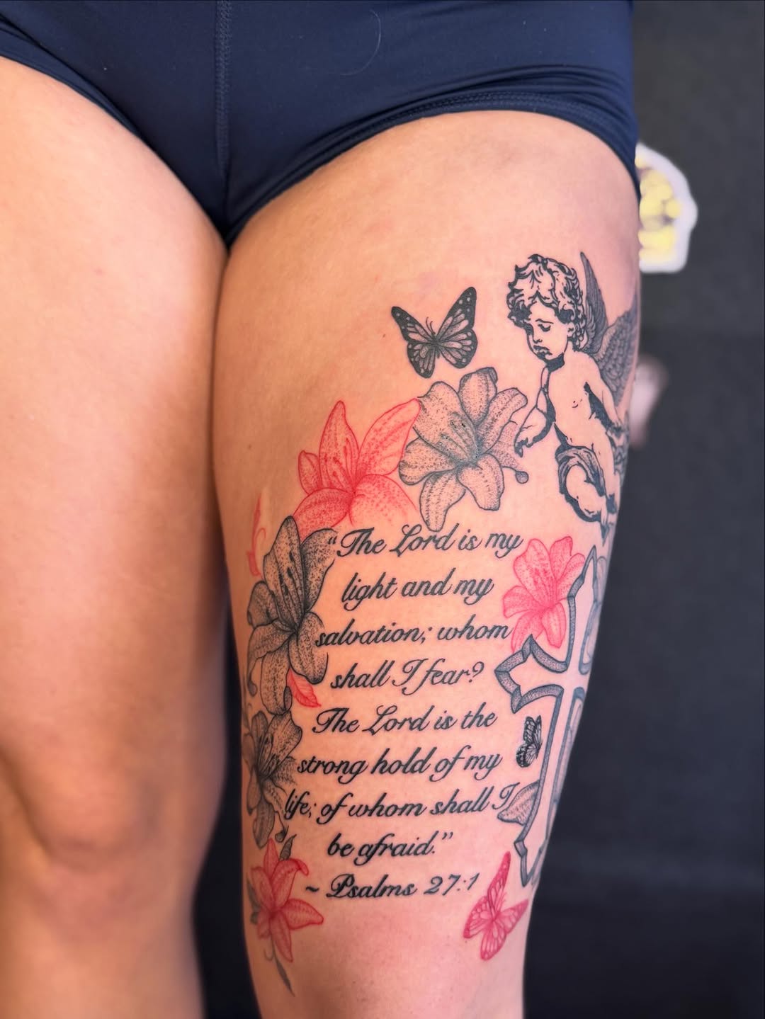 Tattoo by @gabsborderlinetats โ lettering_script, fine_line
