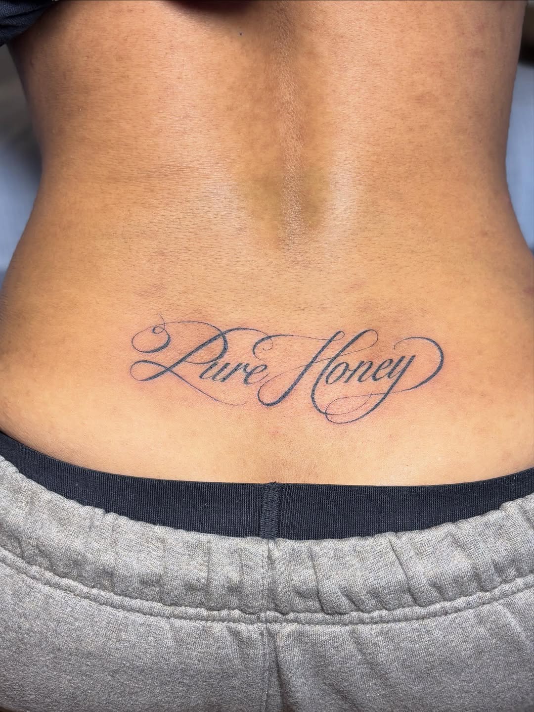 Tattoo by @flowers.for.all.occasions โ lettering_script, fine_line