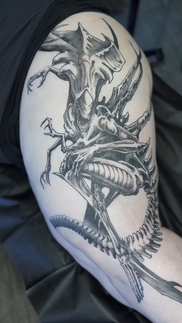 Tattoo by @sadsamtattoo — dark_realism, black_and_grey