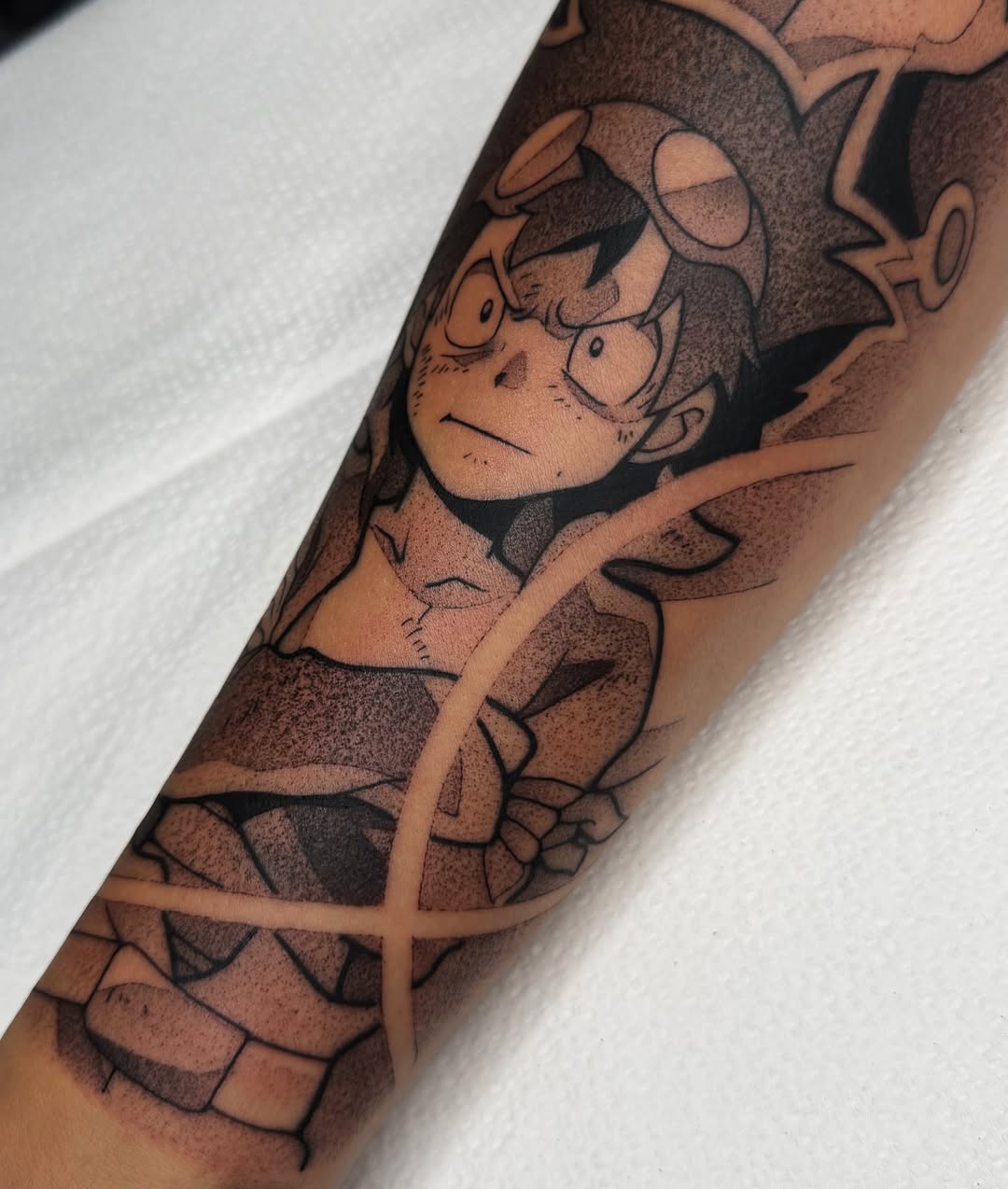 Tattoo by @z__tattoos — anime, dotwork
